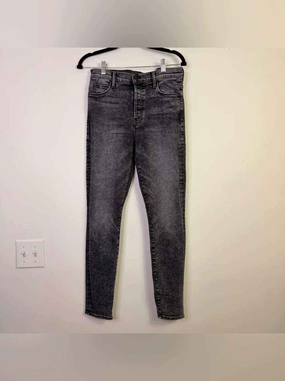 MOTHER The Stunner High Rise Skinny Jeans 29 Charcoal “Train Stops” Denim - Picture 2 of 13
